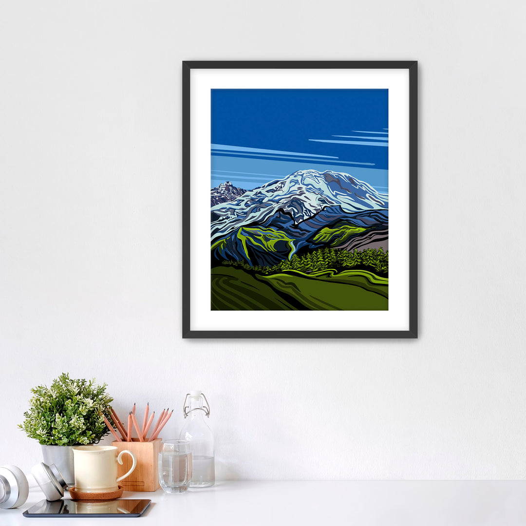Mount Rainier National Park artwork in Blues and greens