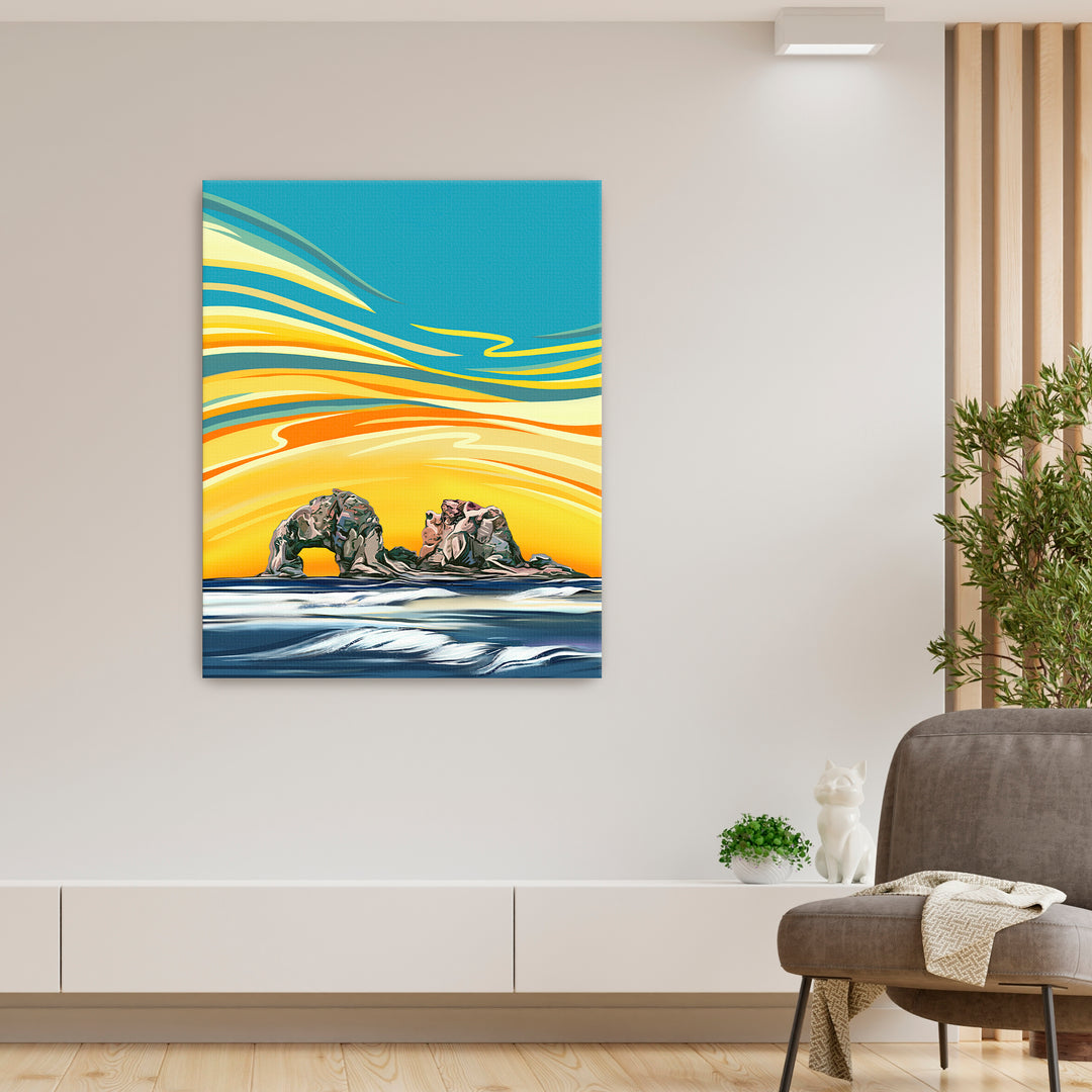 Twin Rocks Sunset - Rockaway Beach Oregon Coast Wall Art