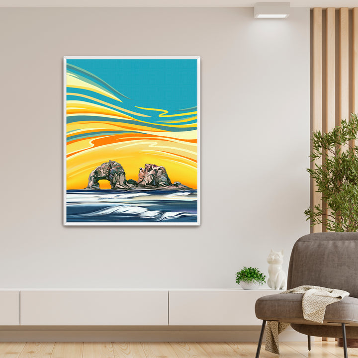 Twin Rocks Sunset - Rockaway Beach Oregon Coast Wall Art