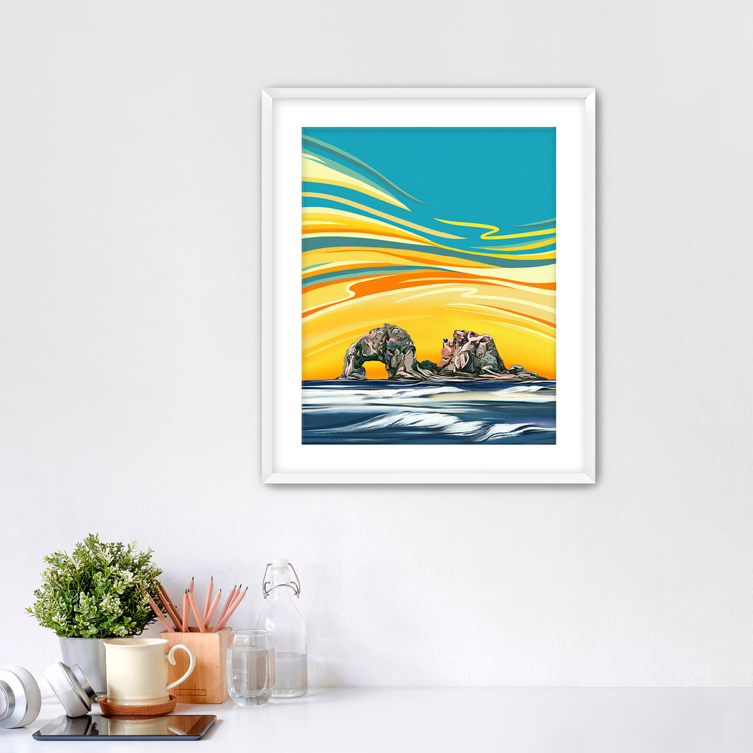 Twin Rocks Sunset - Rockaway Beach Oregon Coast Wall Art