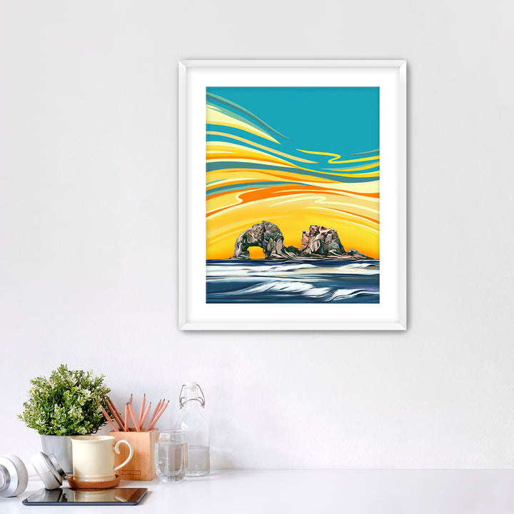 Twin Rocks Sunset - Rockaway Beach Oregon Coast Wall Art