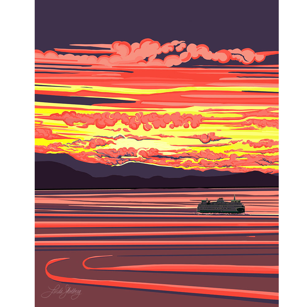"Ferry - Shimmering Sea" Wall Art