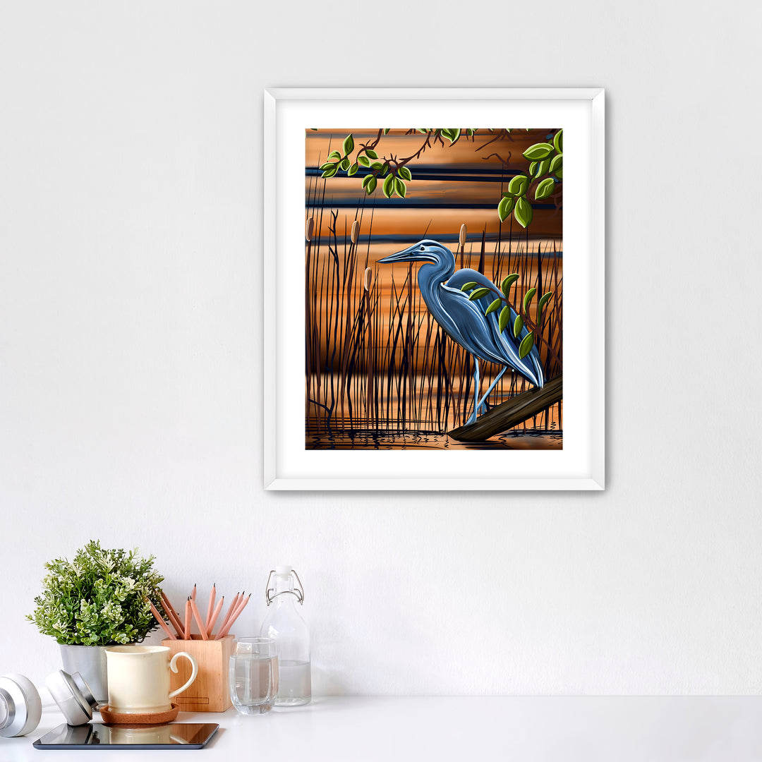 "Blue Heron in Marsh" Fine Art Print
