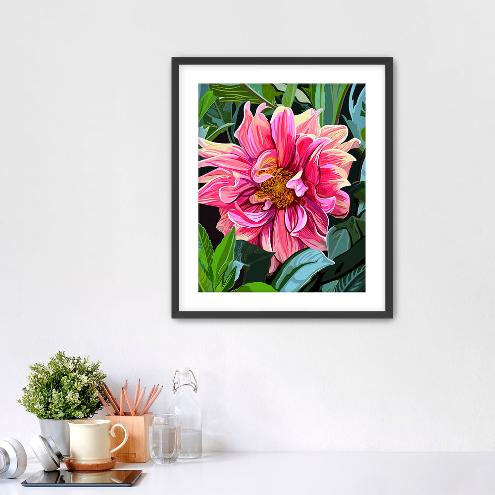 Pink Dalia flower artwork
