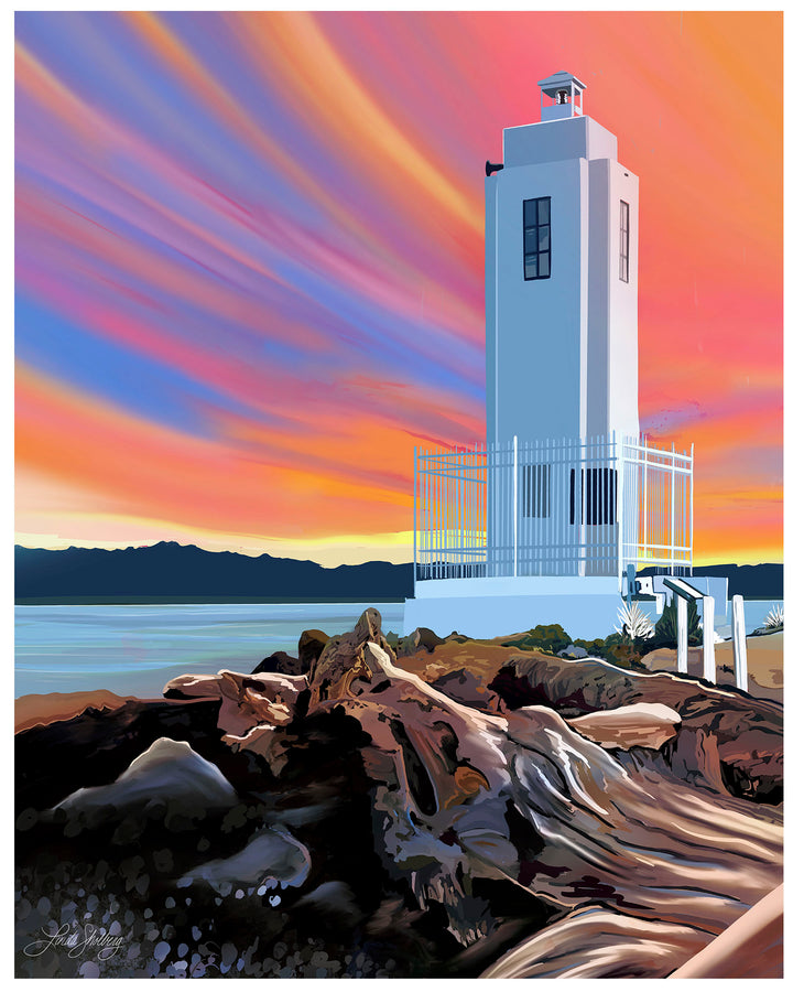 "Browns Point Lighthouse at Sunset" Wall Art