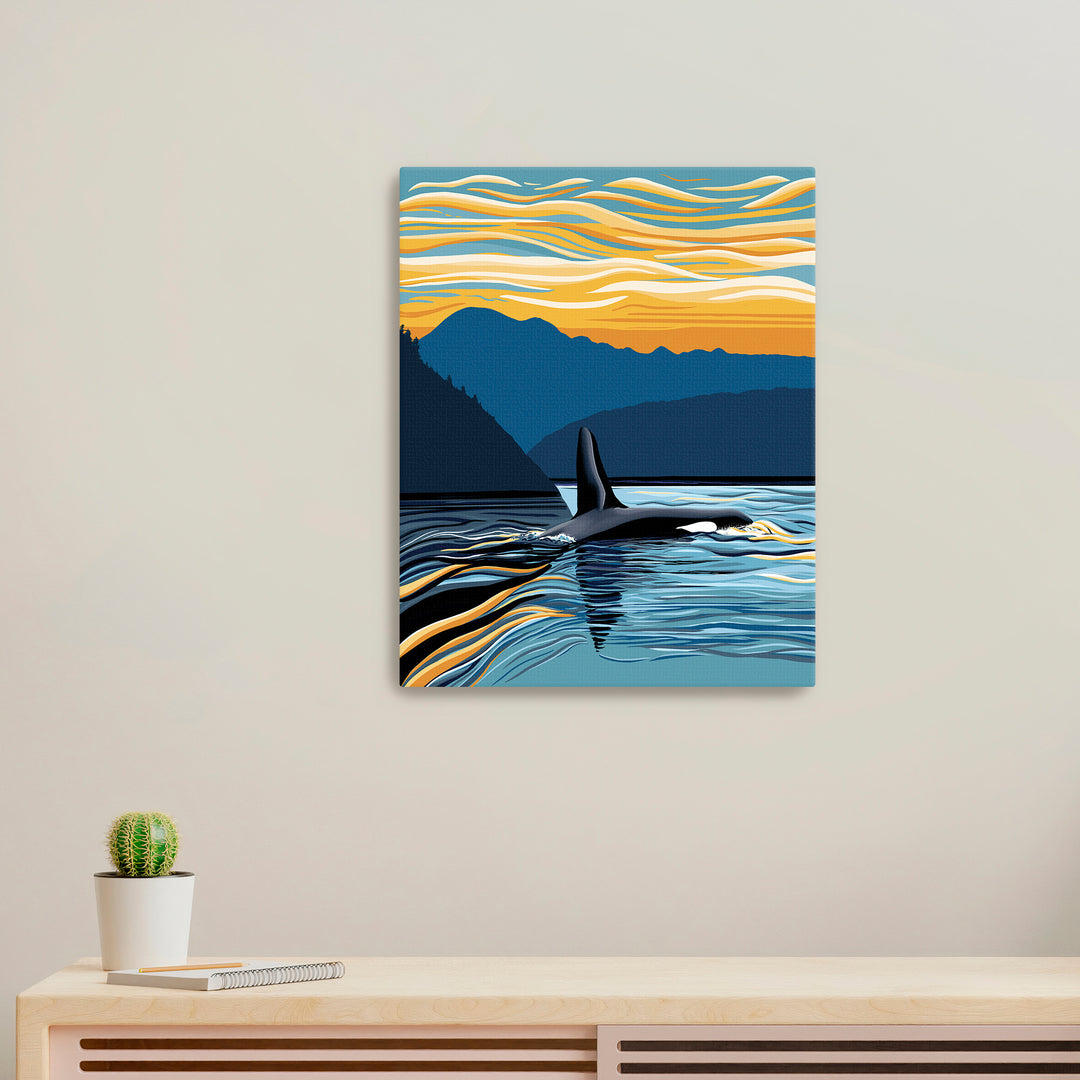 Orca – Evening Swim – Canvas Print