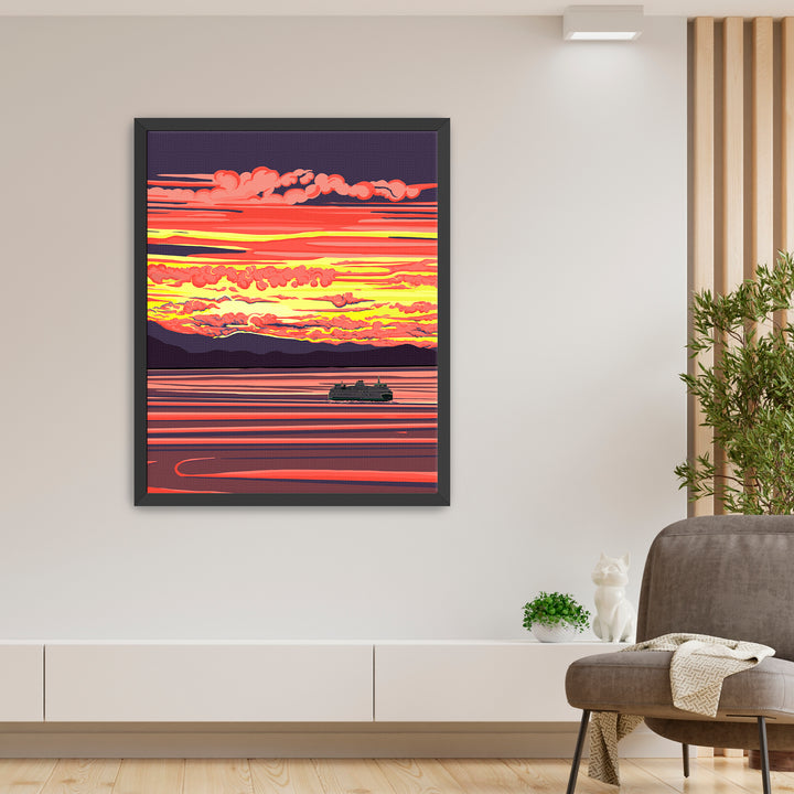 "Ferry - Shimmering Sea" Wall Art