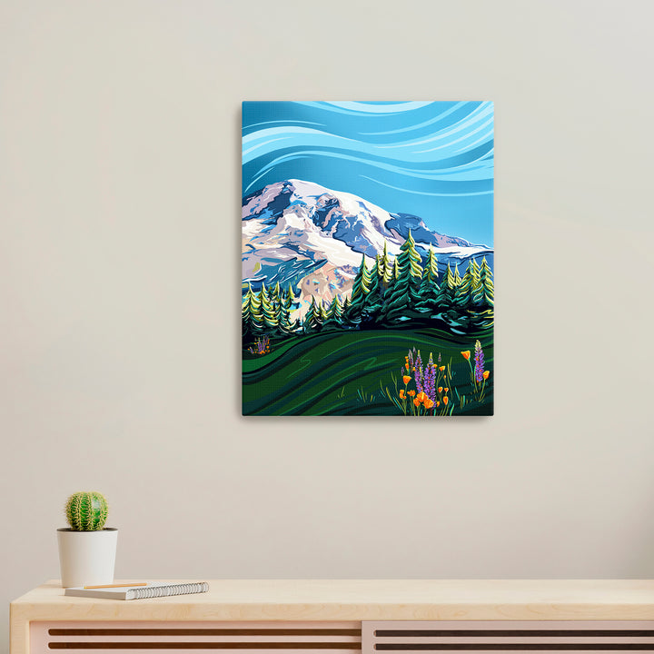 "Mount Rainer + Wildflowers" Fine Art Print