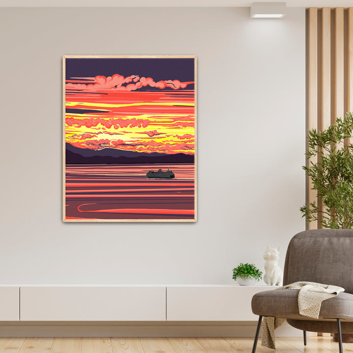 "Ferry - Shimmering Sea" Wall Art