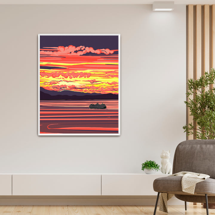 "Ferry - Shimmering Sea" Wall Art