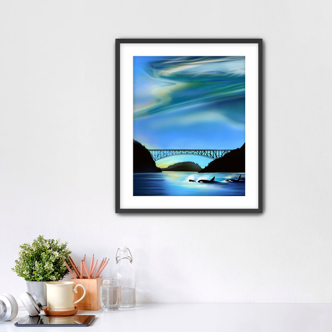 Deception Pass Orcas Framed Art Print