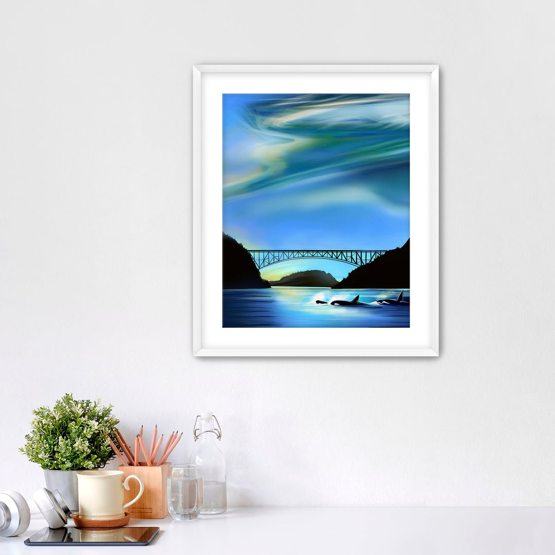 Deception Pass Orcas Framed Art Print