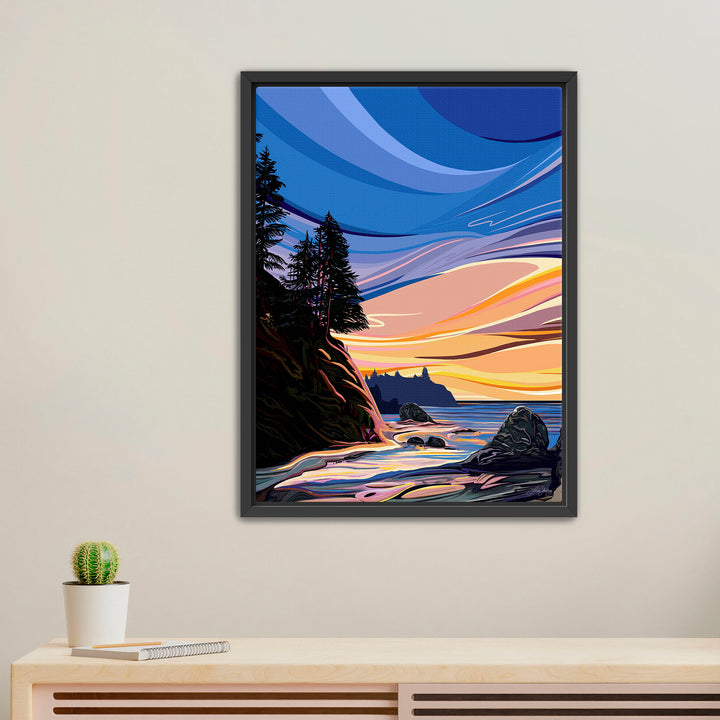 Edge of Evening – Pacific Coast – Framed Canvas Print