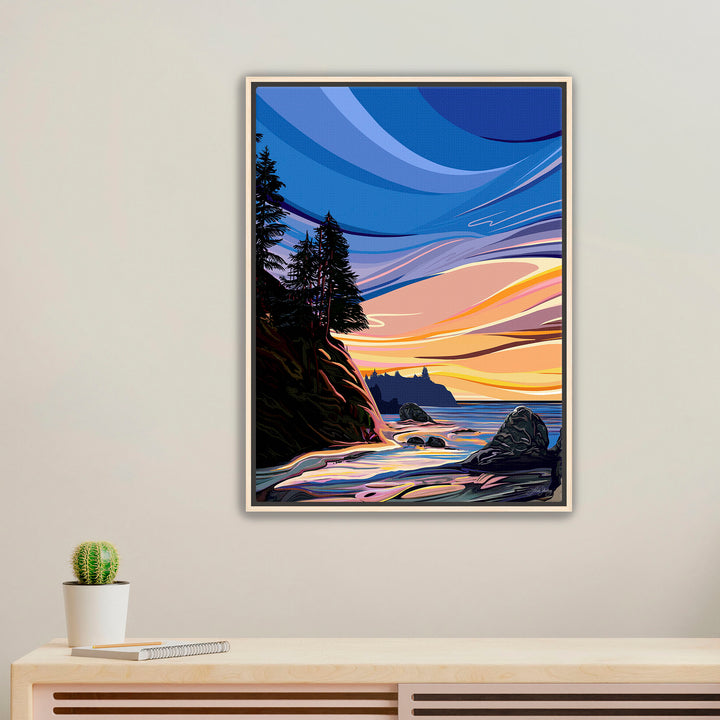 Edge of Evening – Pacific Coast – Framed Canvas Print