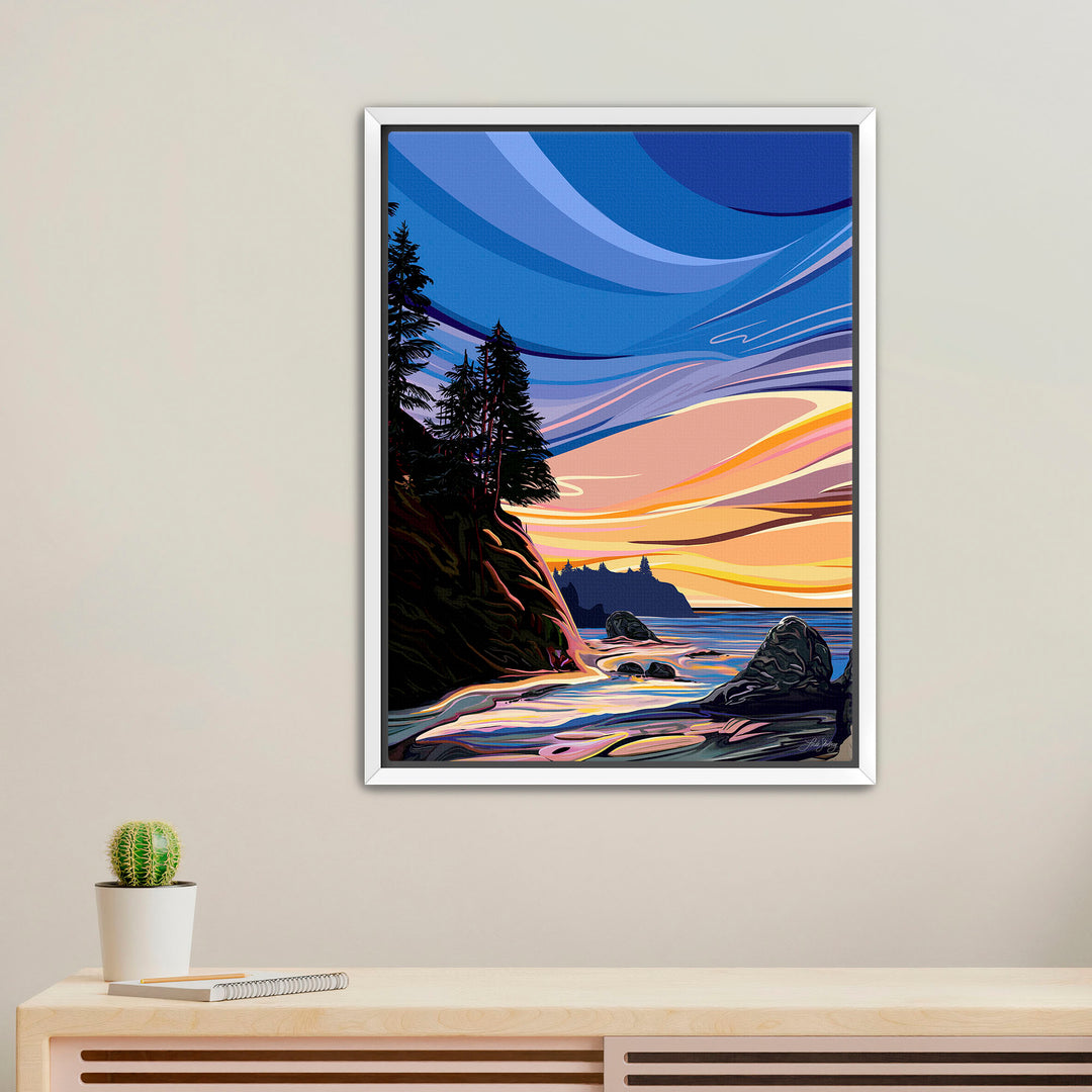 Edge of Evening – Pacific Coast – Framed Canvas Print