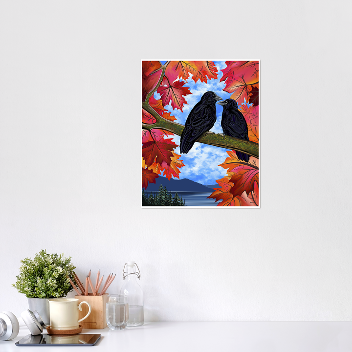 Autumn Companions – Crow Pacific Northwest Giclée Wall Art