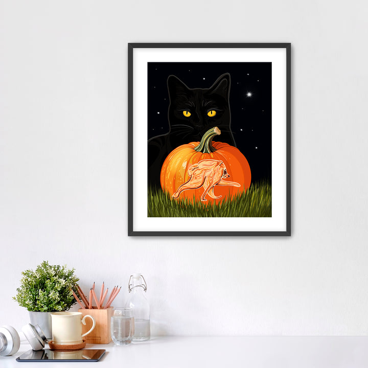 Jimothy-O’-Lantern Raccoon Halloween Art Print | Linda Sholberg