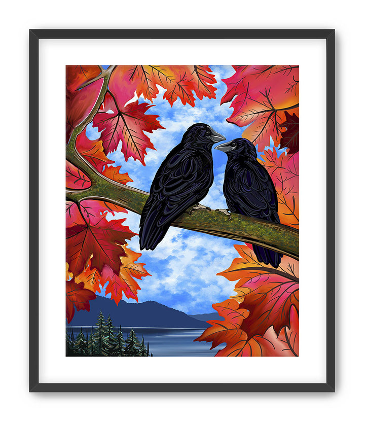 Autumn Companions – Crow Pacific Northwest Giclée Wall Art