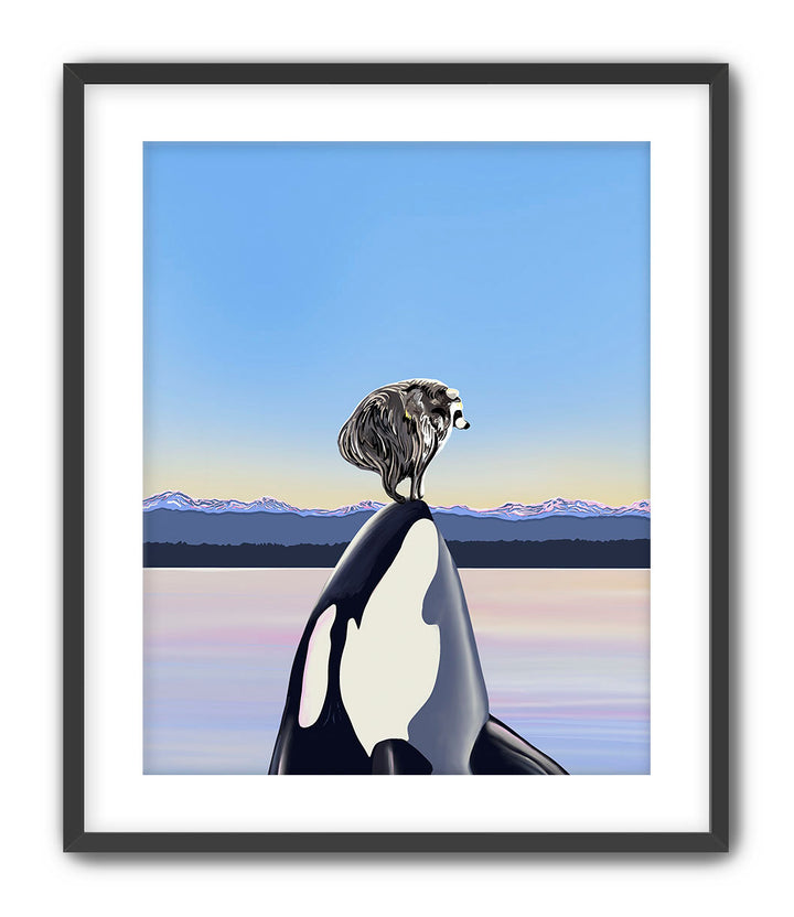 Whale Hello, Jimothy! – Jimothy Raccoon & Orca Art Print