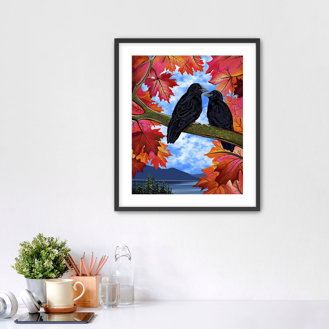 Autumn Companions – Crow Pacific Northwest Giclée Wall Art