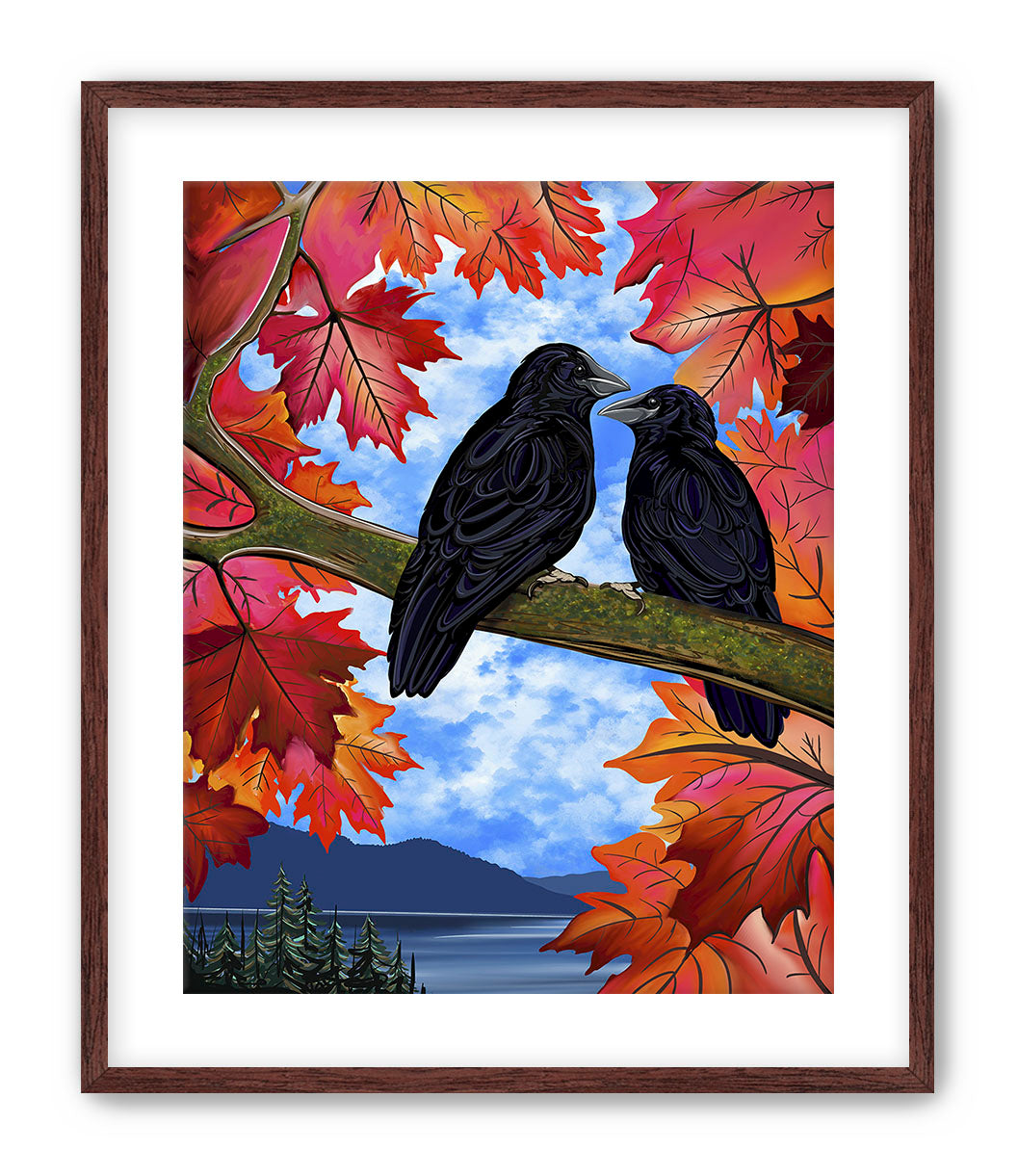 Autumn Companions – Crow Pacific Northwest Giclée Wall Art