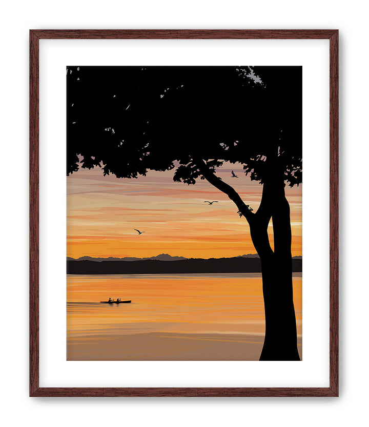 Evening Drift – Kayak Sunset Pacific Northwest Giclée Wall Art