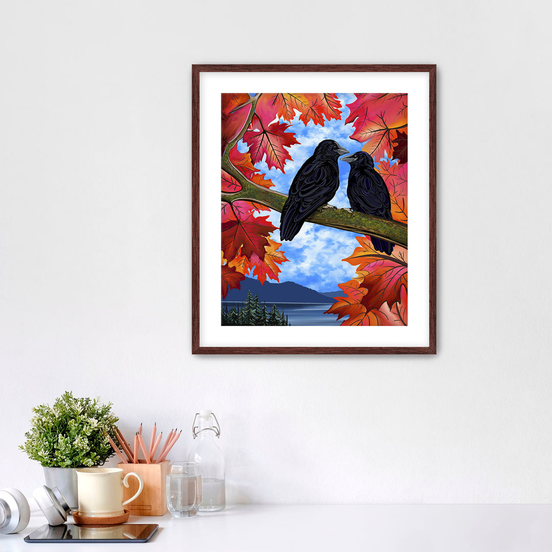Autumn Companions – Crow Pacific Northwest Giclée Wall Art