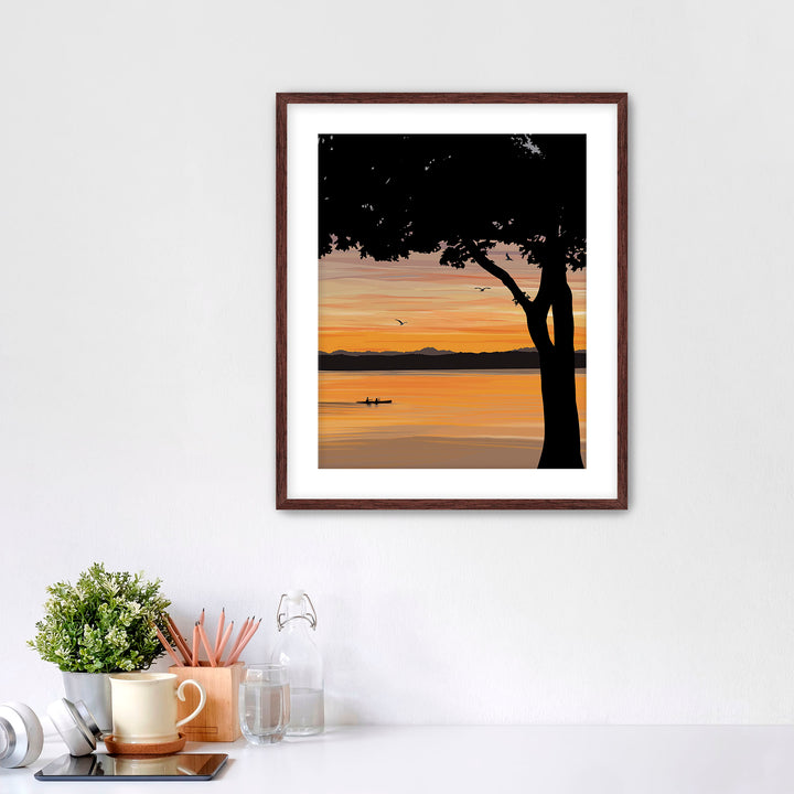 Evening Drift – Kayak Sunset Pacific Northwest Giclée Wall Art