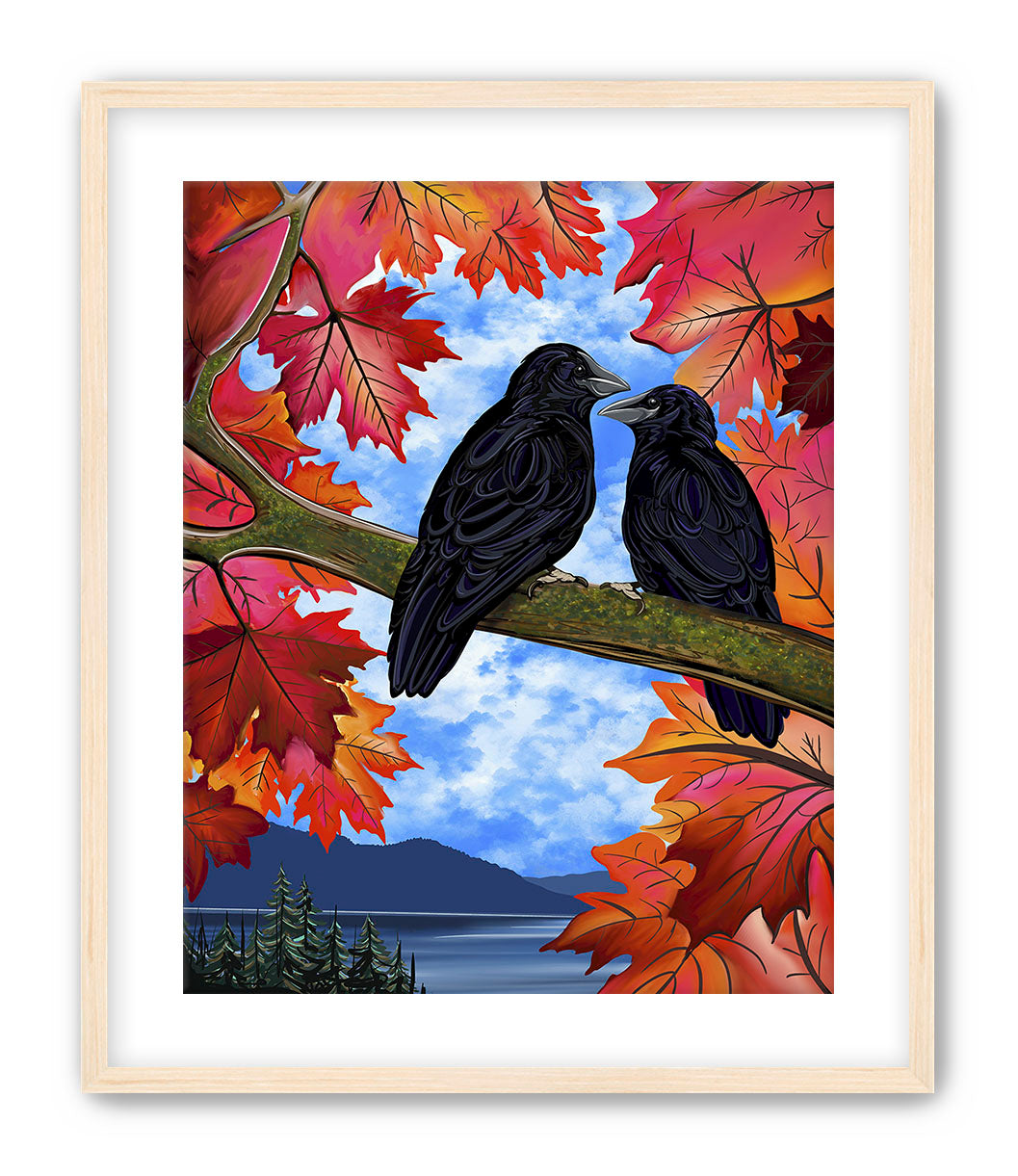 Autumn Companions – Crow Pacific Northwest Giclée Wall Art
