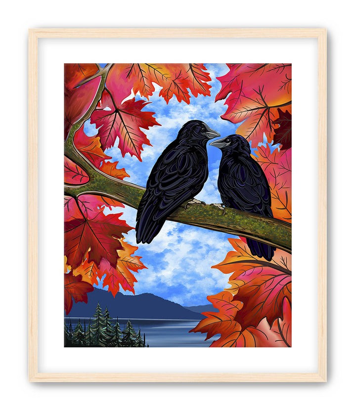 Autumn Companions – Crow Pacific Northwest Giclée Wall Art