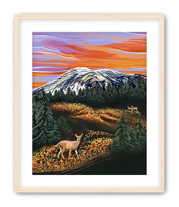 Autumn Majesty – Mount Rainier & Deer Wall Art