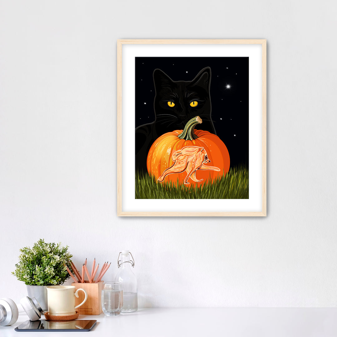 Jimothy-O’-Lantern Raccoon Halloween Art Print | Linda Sholberg