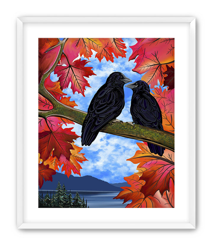 Autumn Companions – Crow Pacific Northwest Giclée Wall Art