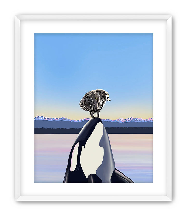 Whale Hello, Jimothy! – Jimothy Raccoon & Orca Art Print