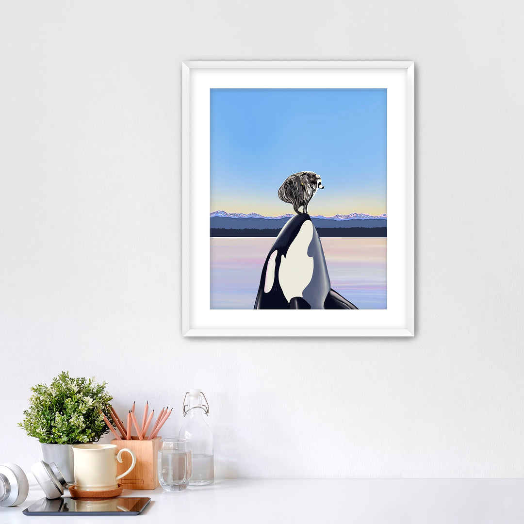 Whale Hello, Jimothy! – Jimothy Raccoon & Orca Art Print