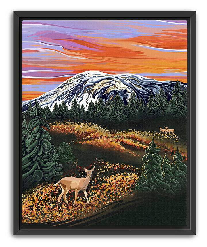 Autumn Majesty – Mount Rainier & Deer Wall Art