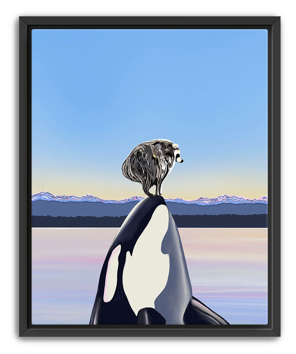 Whale Hello, Jimothy! – Jimothy Raccoon & Orca Art Print