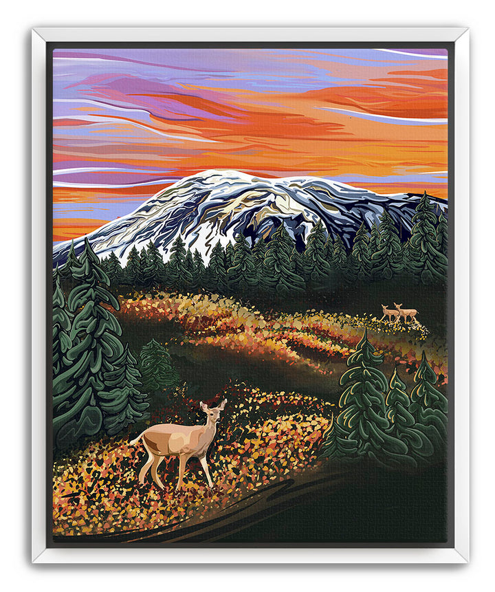 Autumn Majesty – Mount Rainier & Deer Wall Art