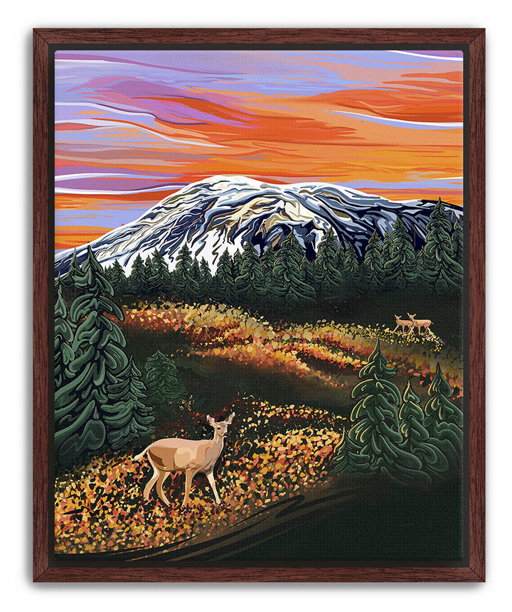 Autumn Majesty – Mount Rainier & Deer Wall Art
