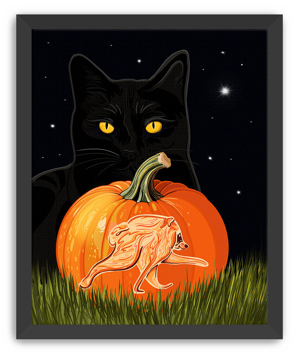 Jimothy-O’-Lantern Raccoon Halloween Art Print | Linda Sholberg