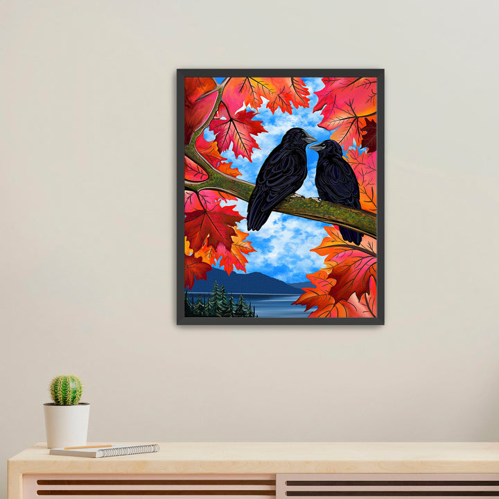 Autumn Companions – Crow Pacific Northwest Giclée Wall Art