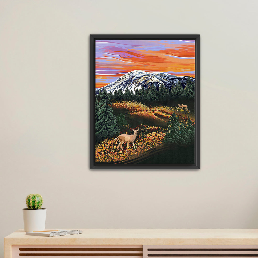 Autumn Majesty – Mount Rainier & Deer Wall Art