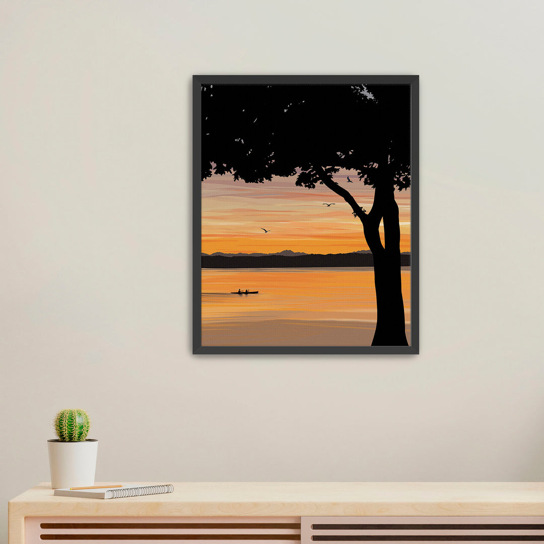 Evening Drift – Kayak Sunset Pacific Northwest Giclée Wall Art