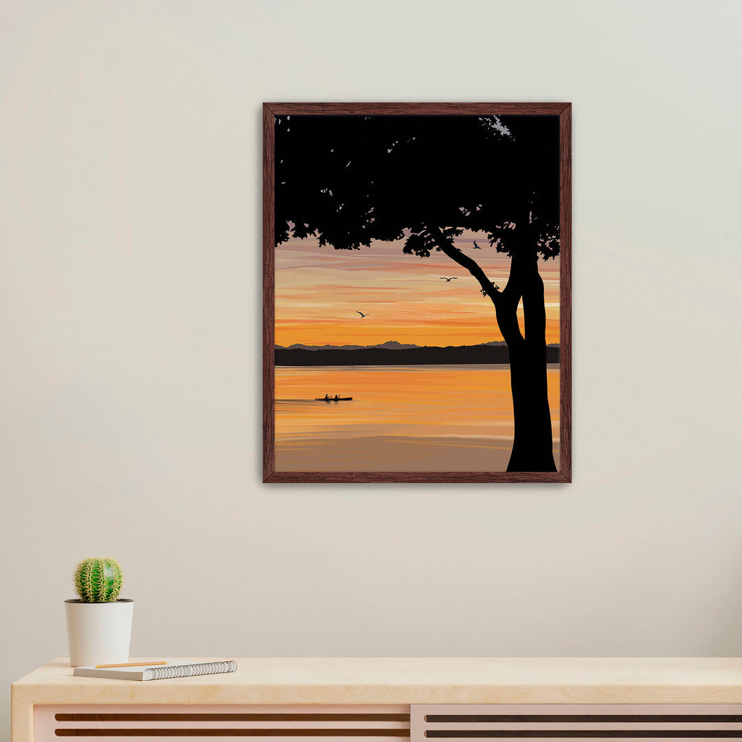 Evening Drift – Kayak Sunset Pacific Northwest Giclée Wall Art