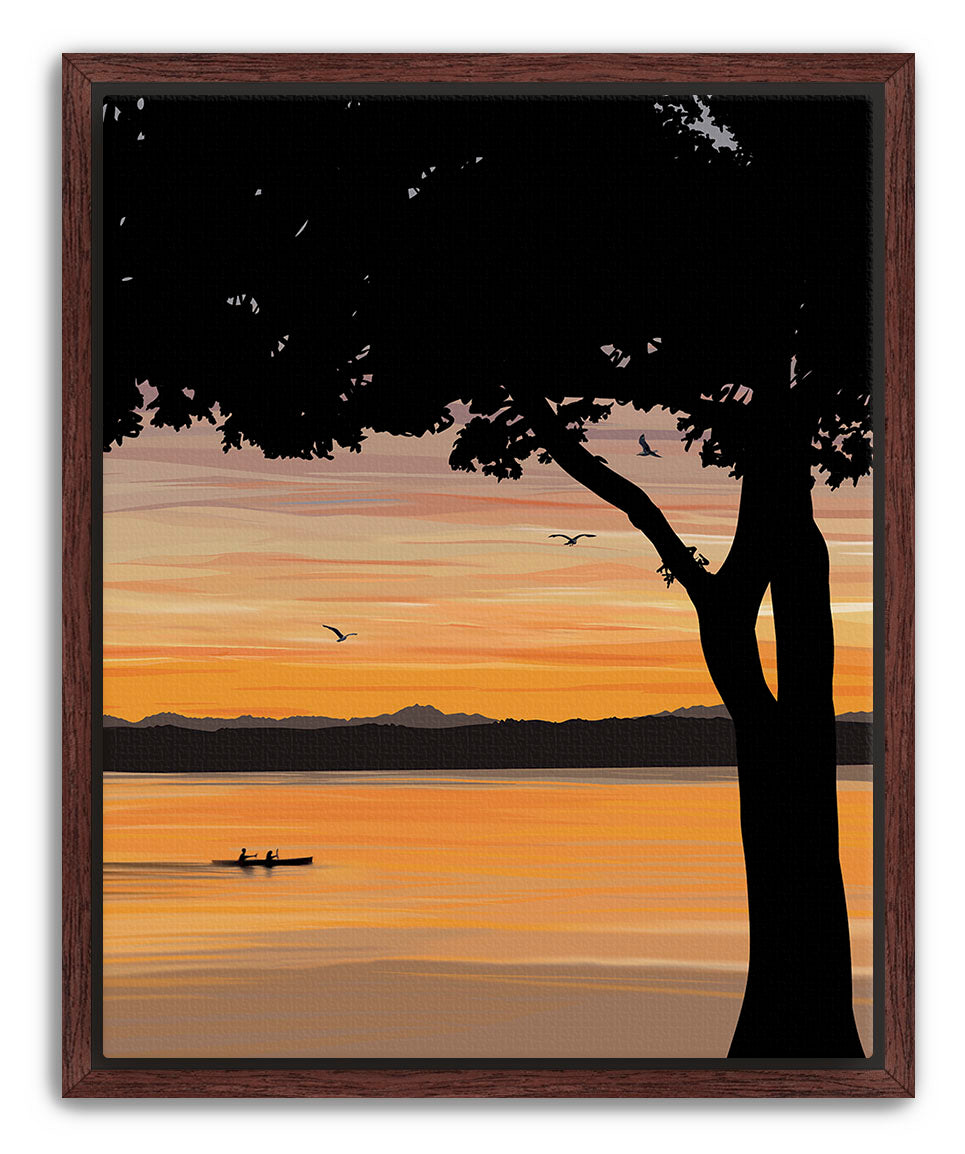 Evening Drift – Kayak Sunset Pacific Northwest Giclée Wall Art