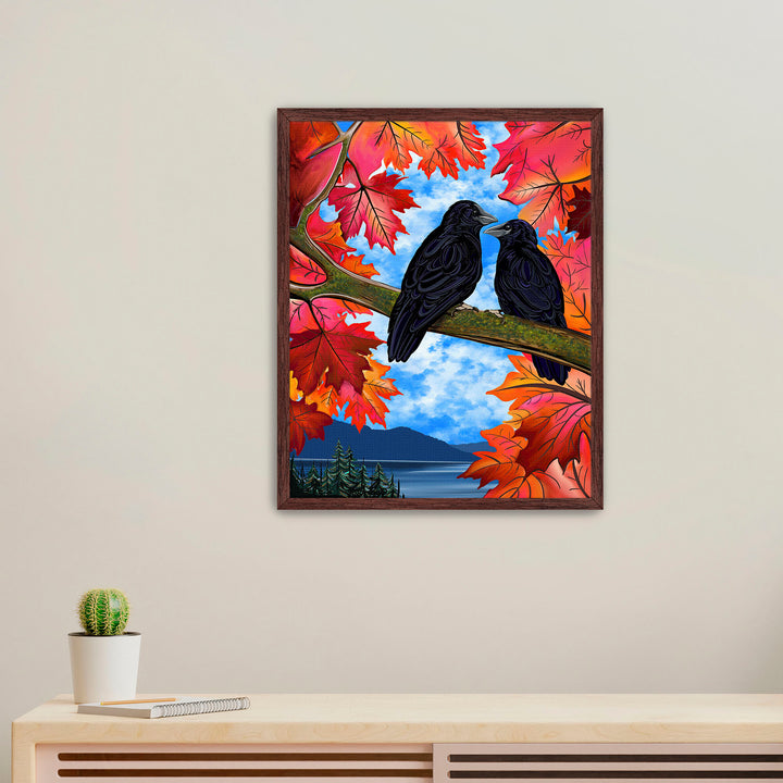 Autumn Companions – Crow Pacific Northwest Giclée Wall Art