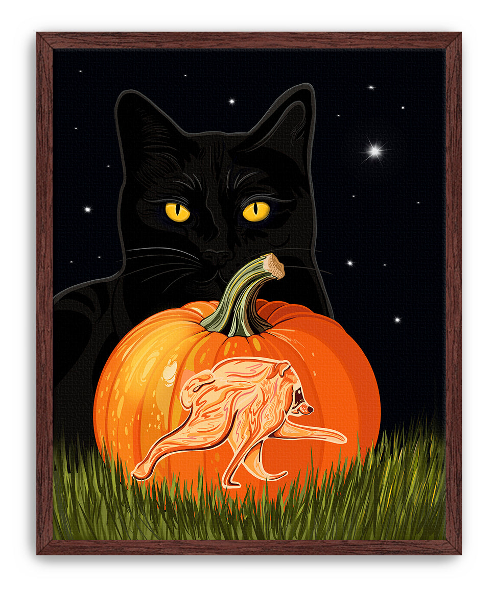 Jimothy-O’-Lantern Raccoon Halloween Art Print | Linda Sholberg