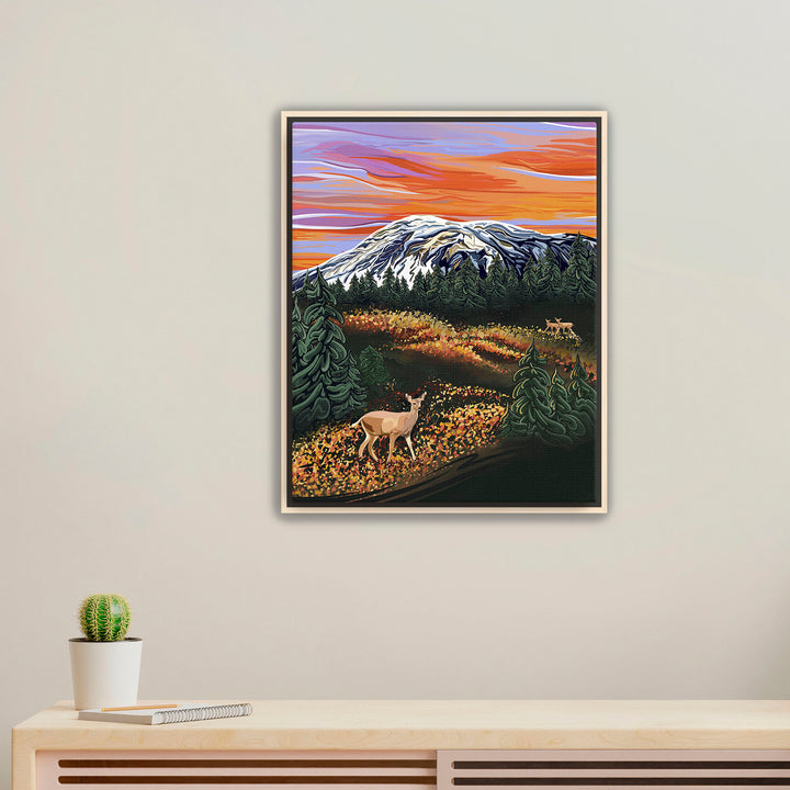 Autumn Majesty – Mount Rainier & Deer Wall Art