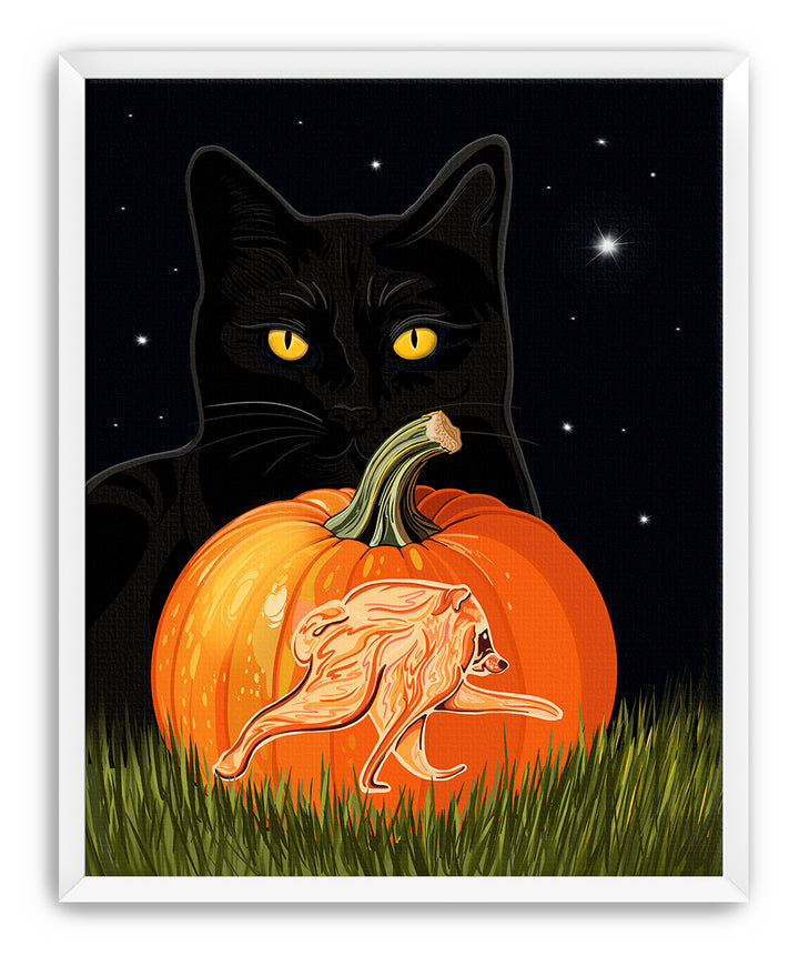 Jimothy-O’-Lantern Raccoon Halloween Art Print | Linda Sholberg