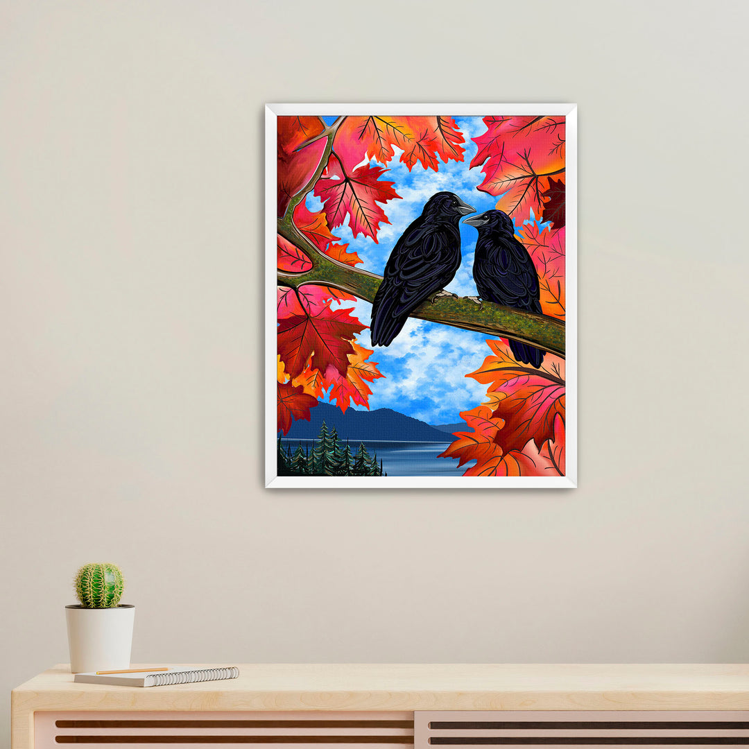 Autumn Companions – Crow Pacific Northwest Giclée Wall Art